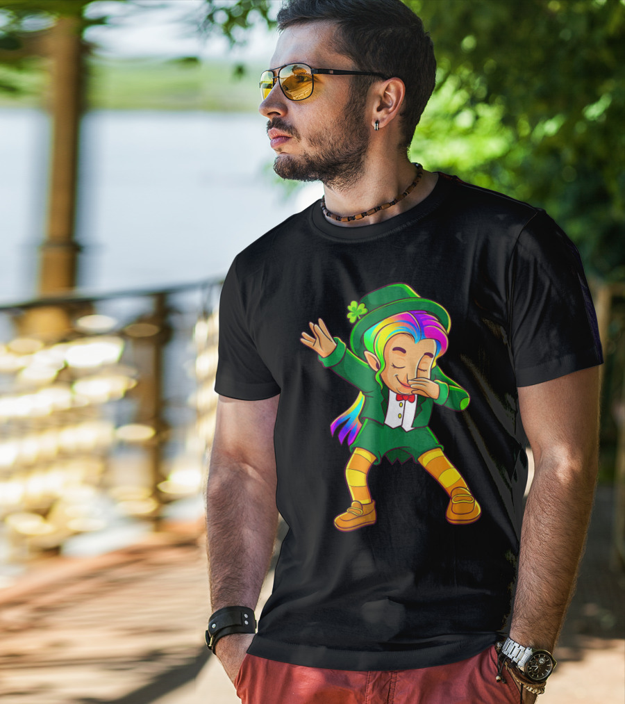 Dabbing Rainbow Leprechaun Girl St Patrick's Day T-Shirt