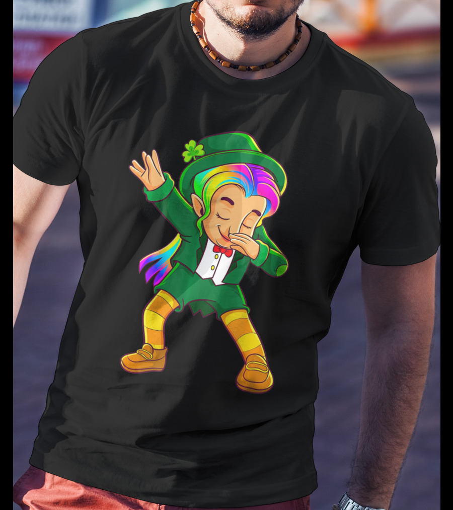 Dabbing Rainbow Leprechaun Girl St Patrick's Day T-Shirt