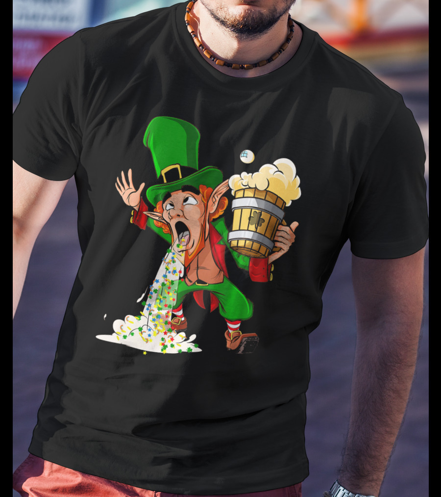 Funny Puking Leprechaun St Patrick's Day Beer T-Shirt