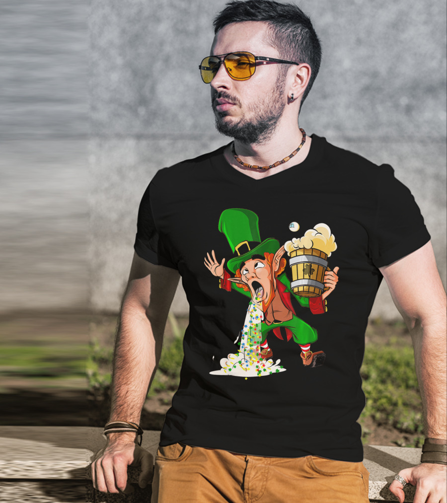 Funny Puking Leprechaun St Patrick's Day Beer T-Shirt