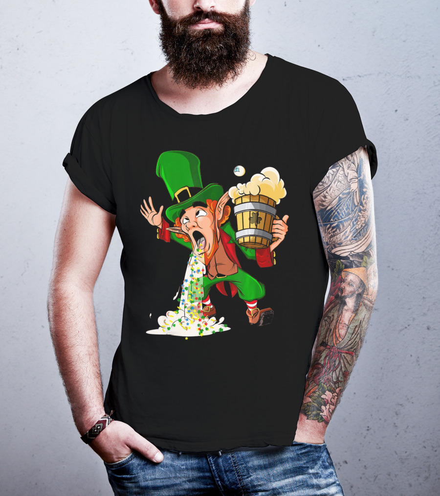 Funny Puking Leprechaun St Patrick's Day Beer T-Shirt