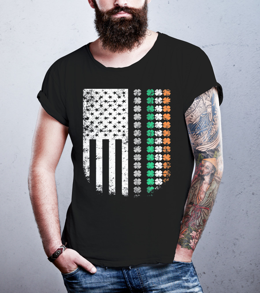 St Patricks Day Shamrock Flag Irish American T-Shirt