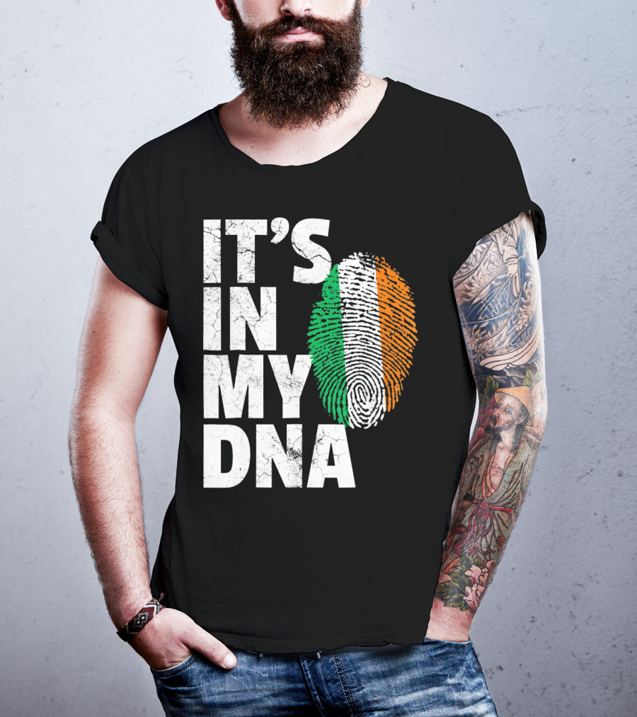 IT'S IN MY DNA Fingerprint Irish Flag Ireland T-Shirt