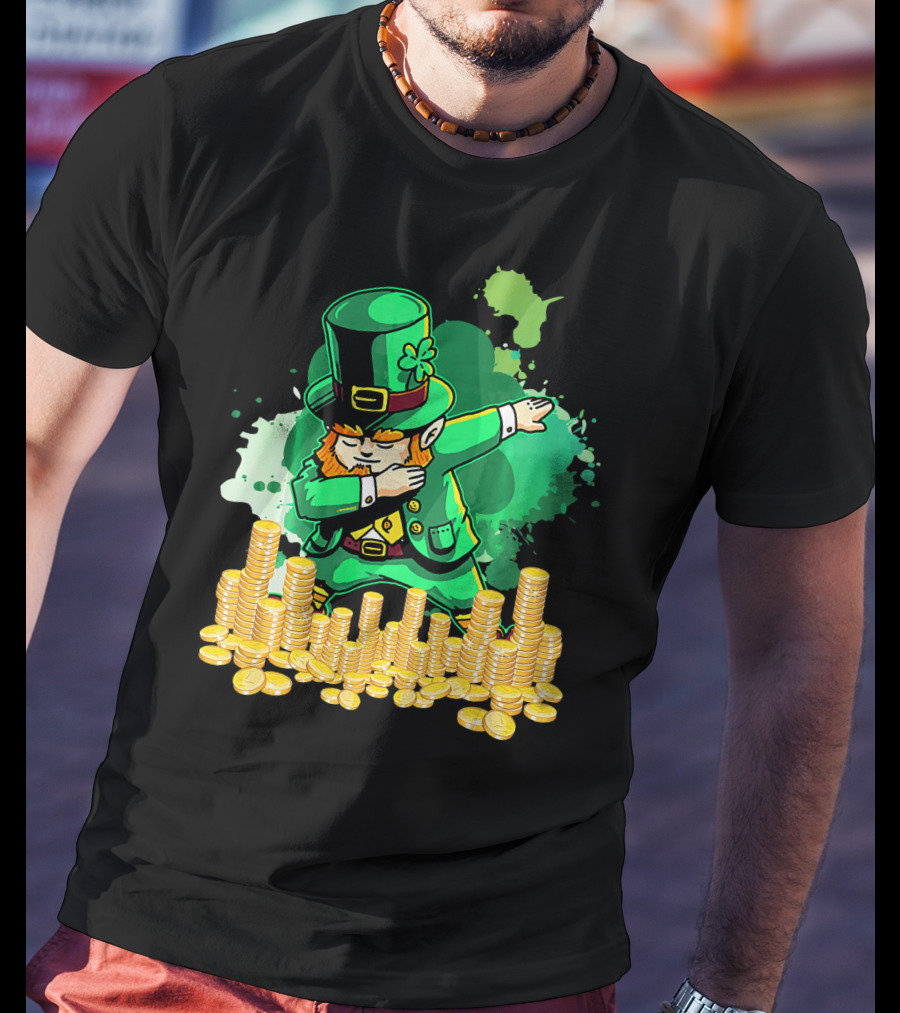 Dabbing Leprechaun And Gold Coins St. Patty's Day T-Shirt