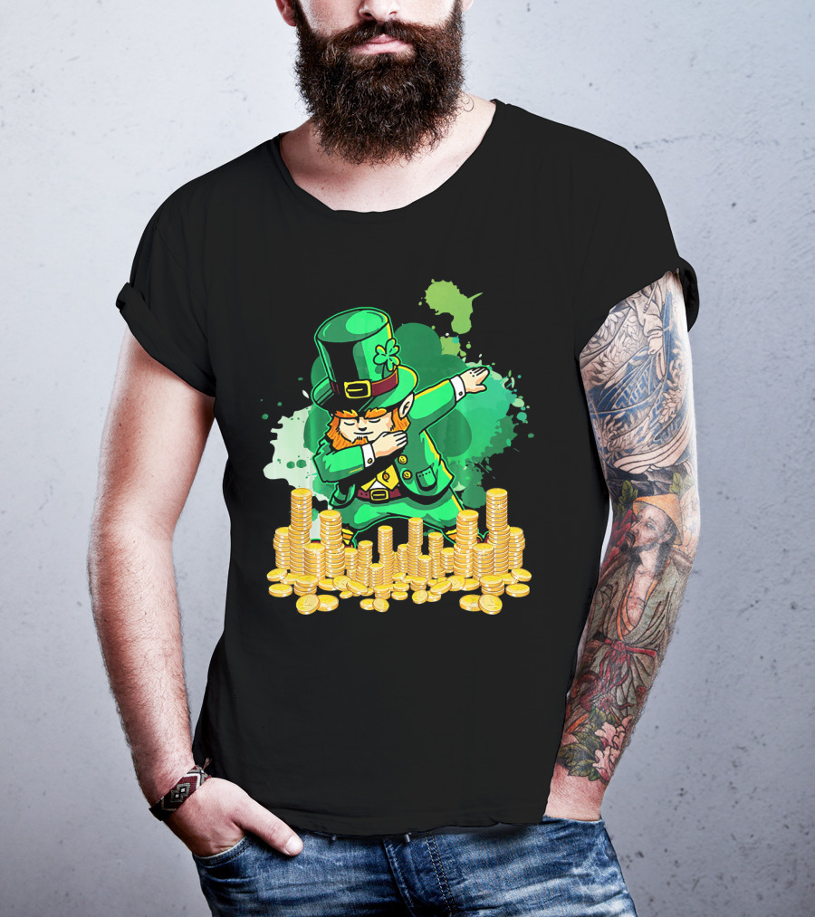 Dabbing Leprechaun And Gold Coins St. Patty's Day T-Shirt