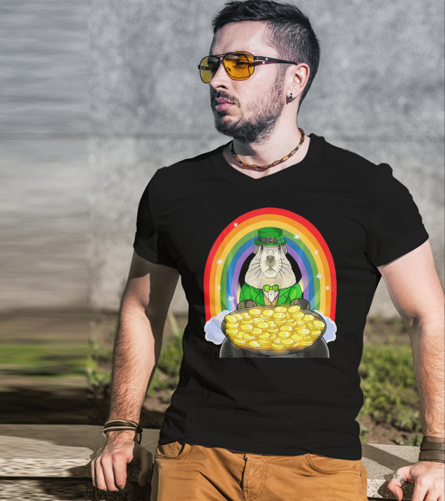 Groundhog Leprechaun Rainbow Gold St. Patrick's Day T-Shirt