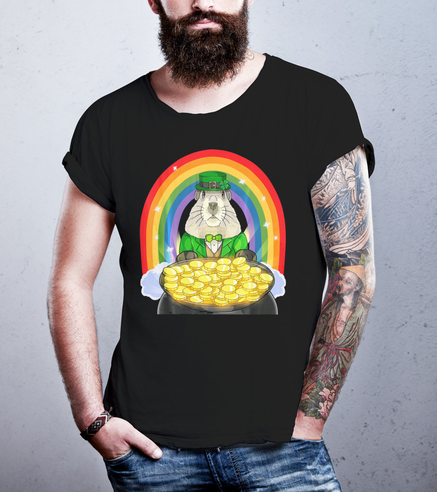 Groundhog Leprechaun Rainbow Gold St. Patrick's Day T-Shirt
