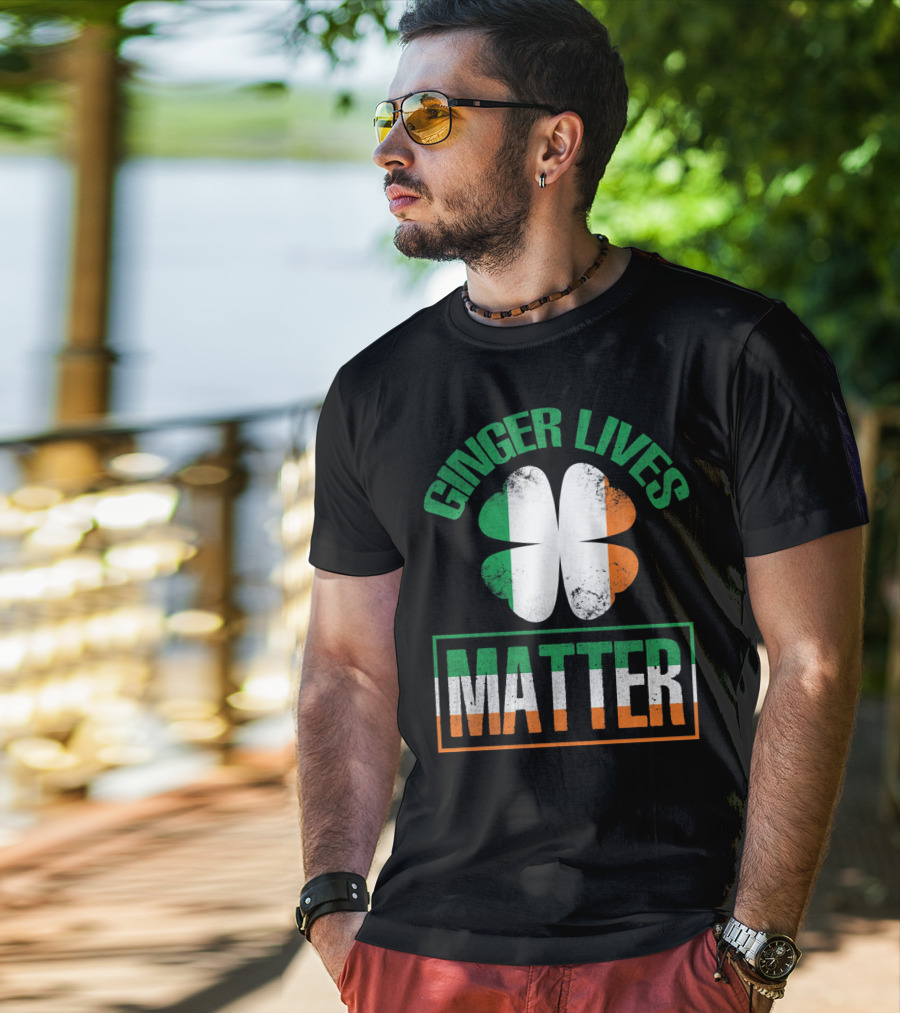 Ginger Lives Matter Irish Flag Shamrock T-Shirt