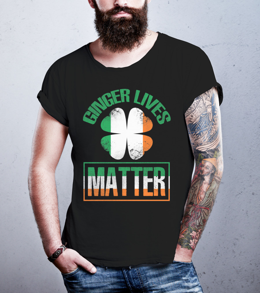Ginger Lives Matter Irish Flag Shamrock T-Shirt