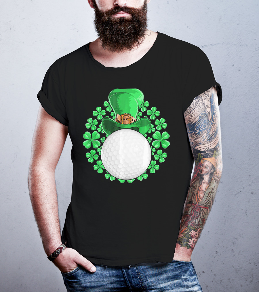 St Patricks Day Golfing Shamrock Hat Golf Ball T-Shirt