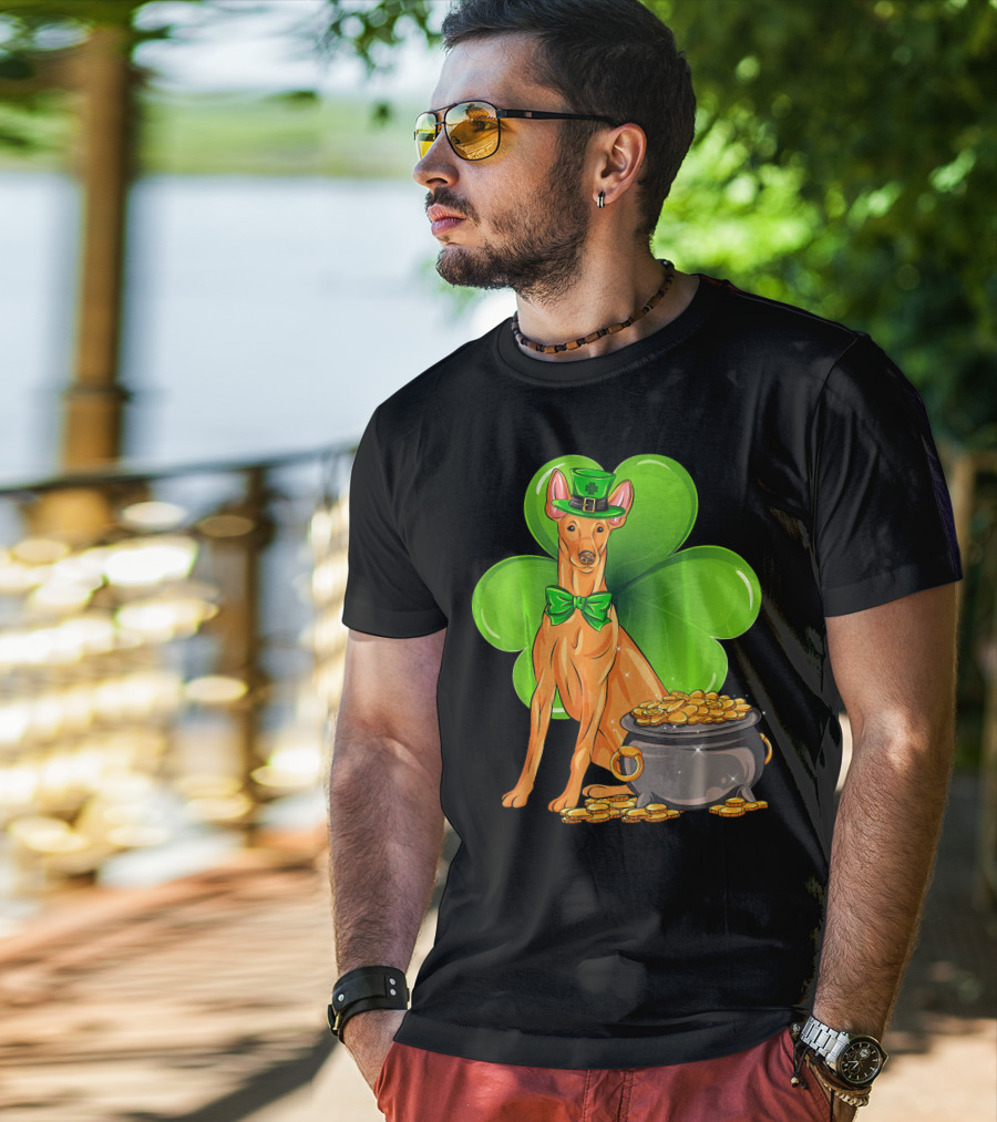 Pharaoh Hound St Patricks Day Leprechaun Clover Pot Of Gold T-Shirt