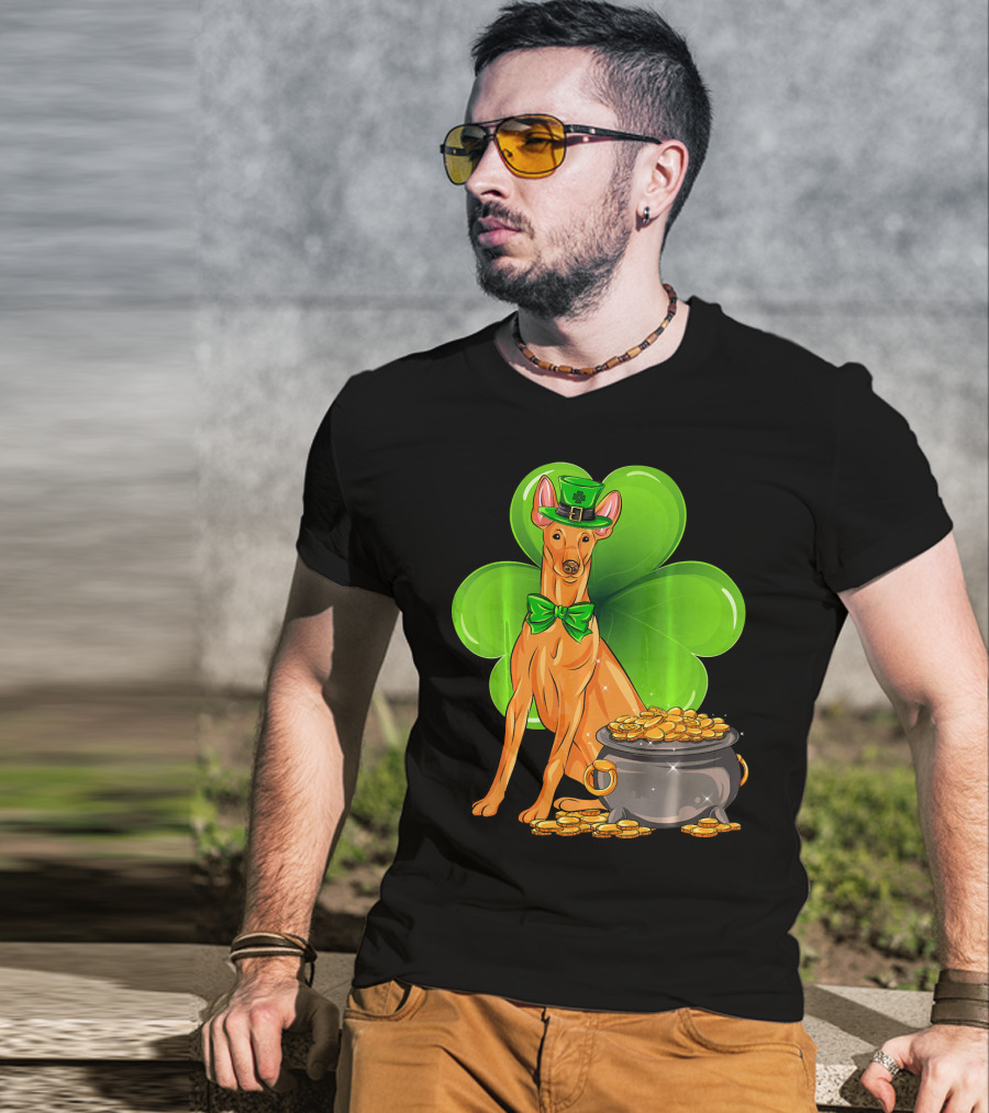 Pharaoh Hound St Patricks Day Leprechaun Clover Pot Of Gold T-Shirt