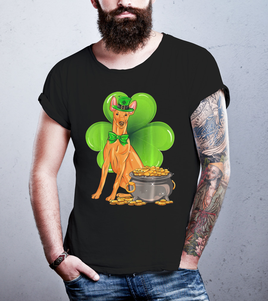Pharaoh Hound St Patricks Day Leprechaun Clover Pot Of Gold T-Shirt