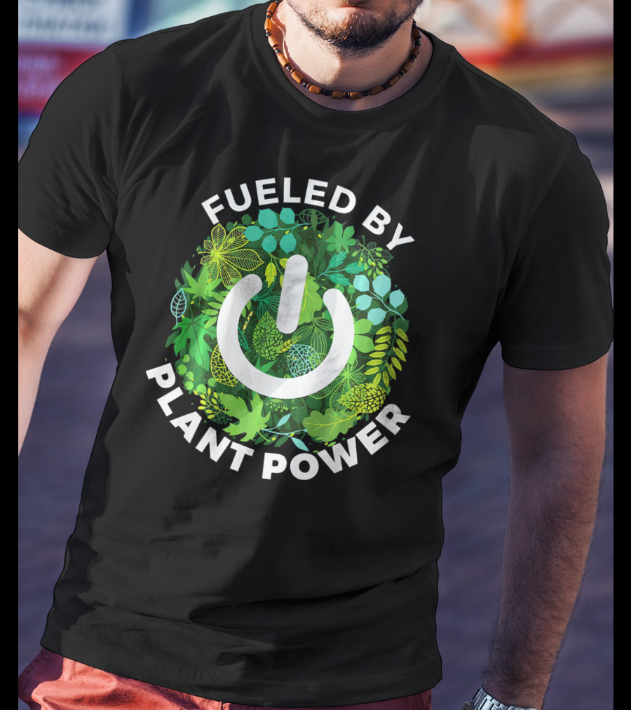 Fueled By Plant Power Eco Energy Symbol Vegetarian T-Shirt