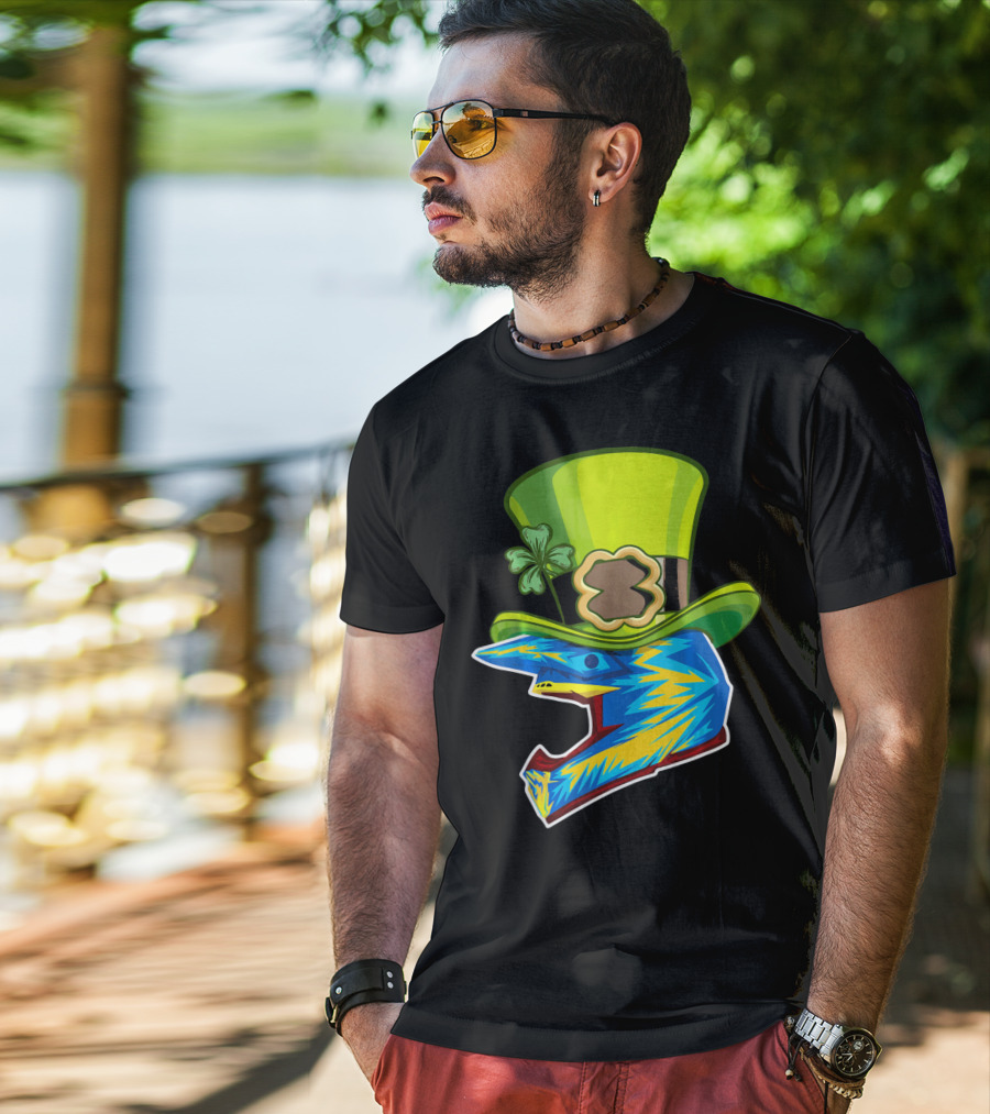 Motocross Leprechaun Shamrock Helmet T-Shirt