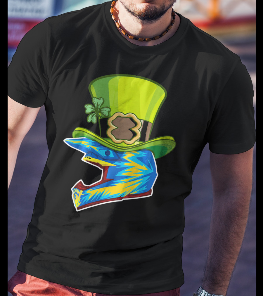 Motocross Leprechaun Shamrock Helmet T-Shirt