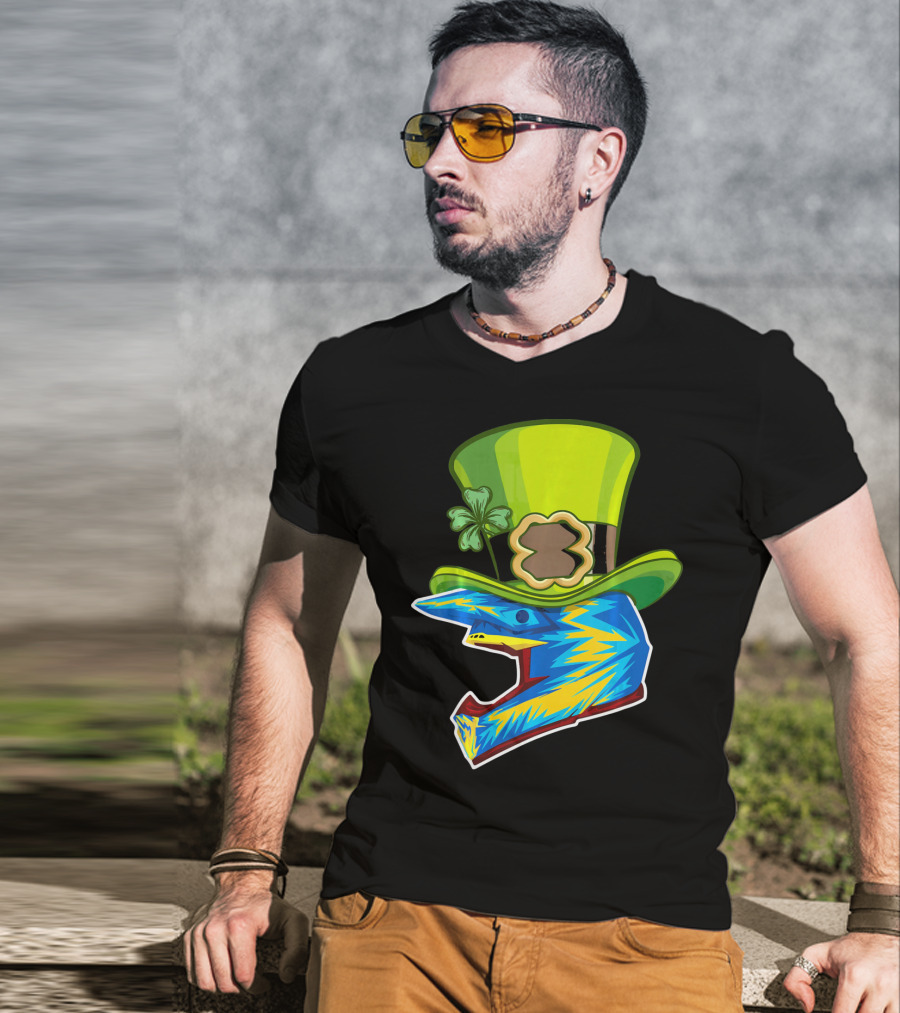 Motocross Leprechaun Shamrock Helmet T-Shirt