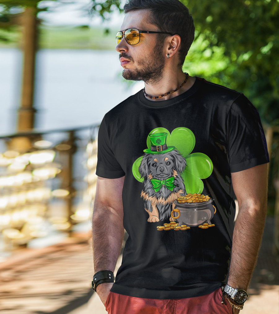 Pekingese St Patricks Day Leprechaun Dog Clover Hat Pot Of Gold T-Shirt