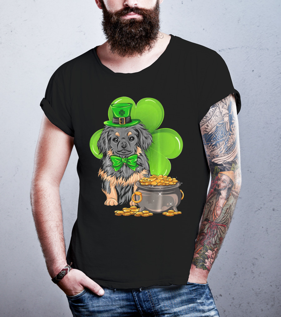 Pekingese St Patricks Day Leprechaun Dog Clover Hat Pot Of Gold T-Shirt