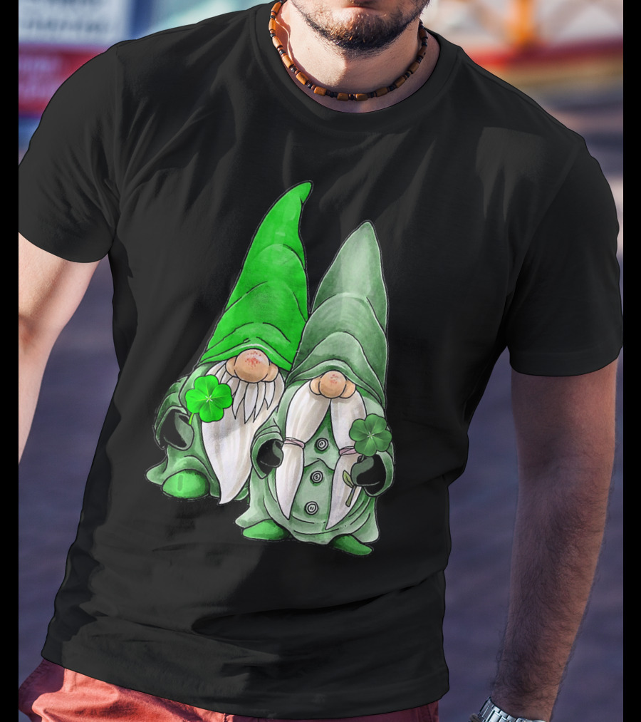 Green Gnomes Tomte Leprechaun Shamrock St. Patrick's Day Duo T-Shirt