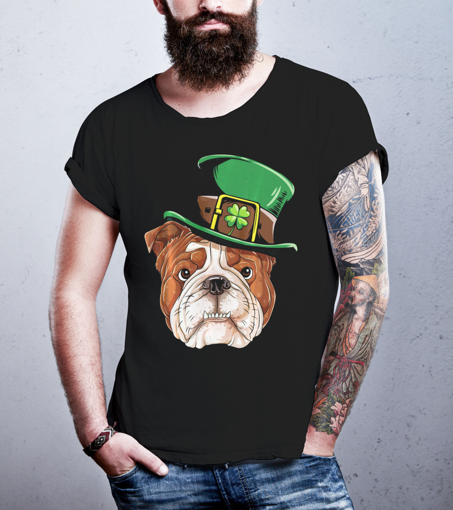 English Bulldog St. Patrick's Day Hat T-Shirt