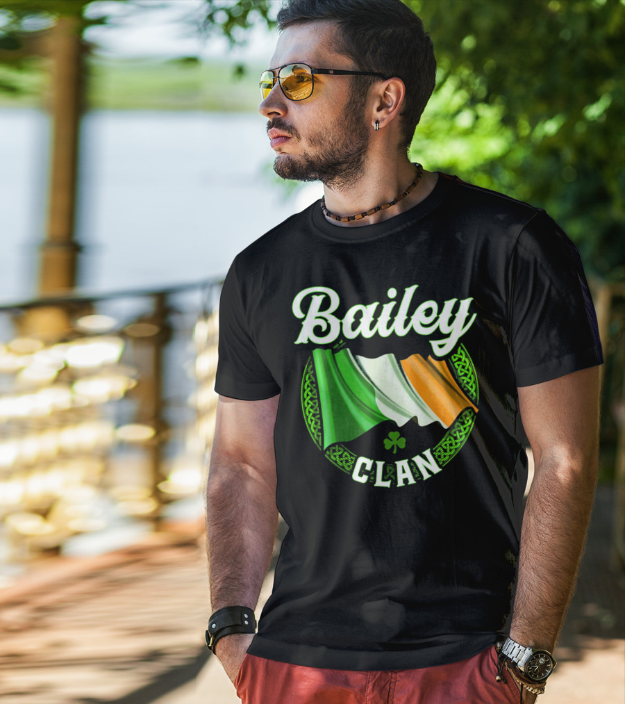 Bailey Clan Irish Flag Shamrock T-Shirt