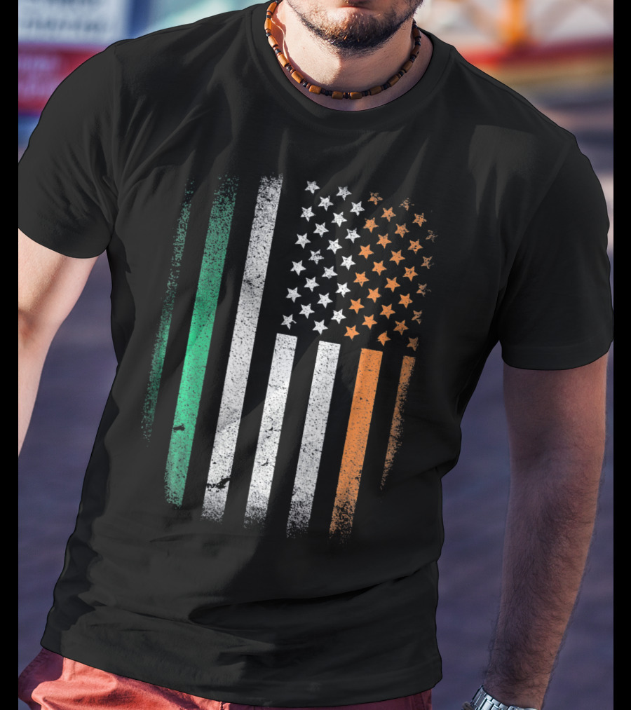 Irish Roots American Born Flag Fusion Ireland USA T-Shirt