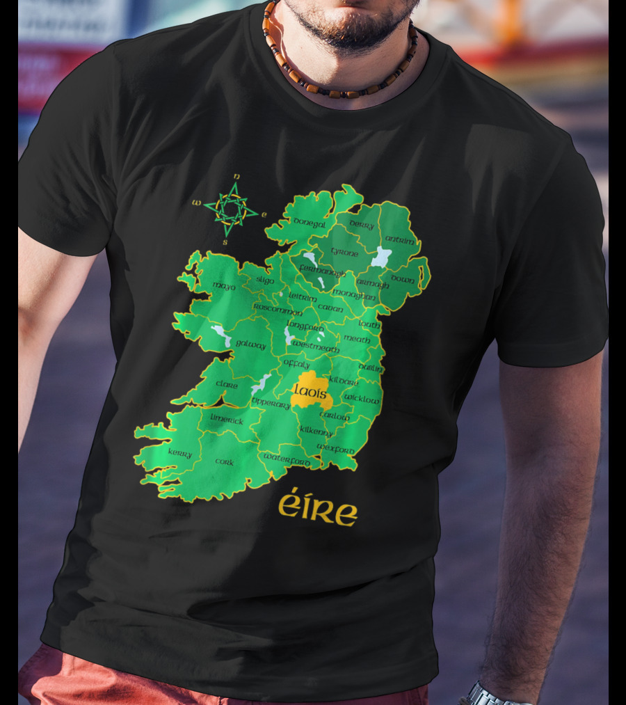 Laois Éire Ireland Irish County Map Compass T-Shirt