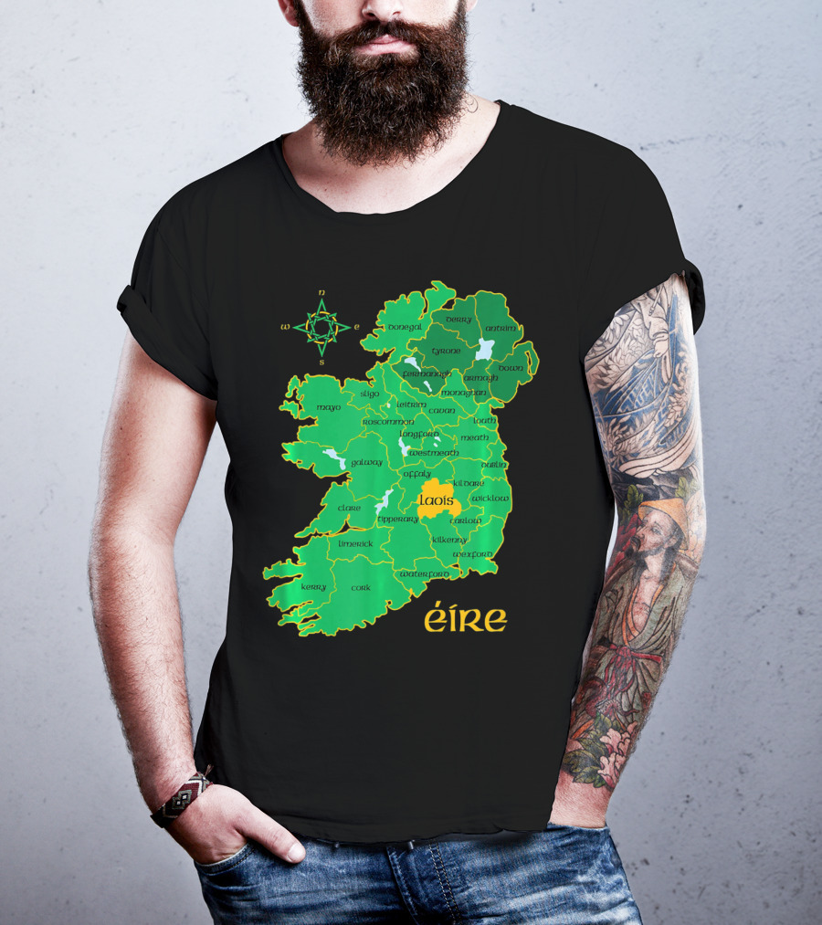 Laois Éire Ireland Irish County Map Compass T-Shirt