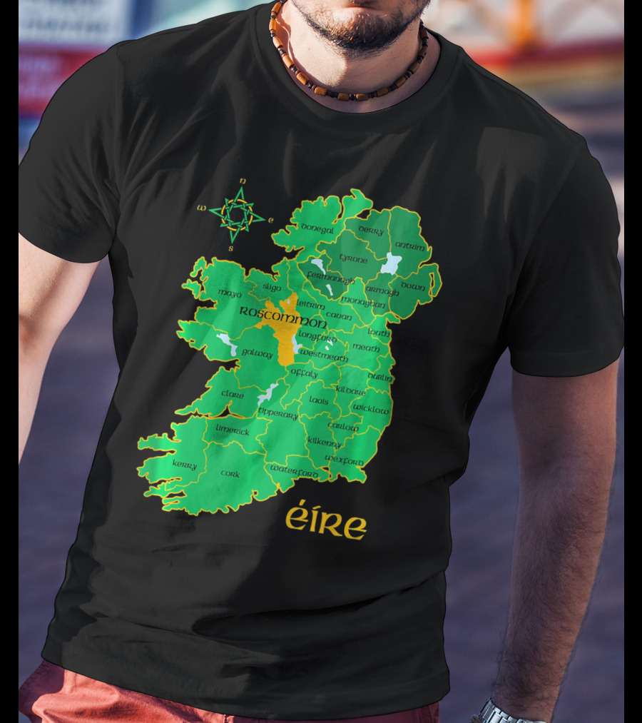 Roscommon Ireland Irish County Map Éire T-Shirt