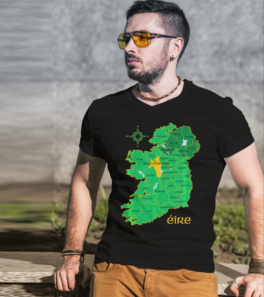 Roscommon Ireland Irish County Map Éire T-Shirt