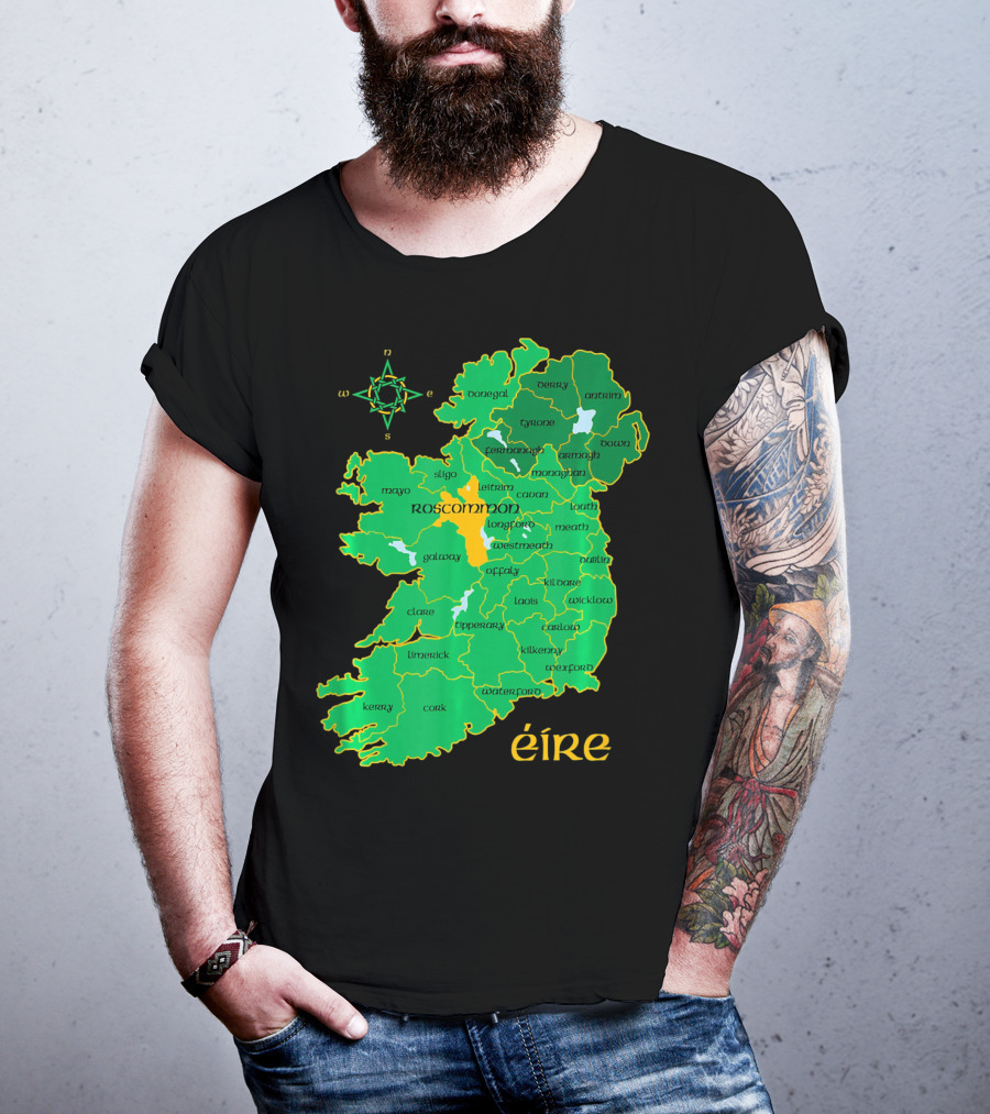 Roscommon Ireland Irish County Map Éire T-Shirt