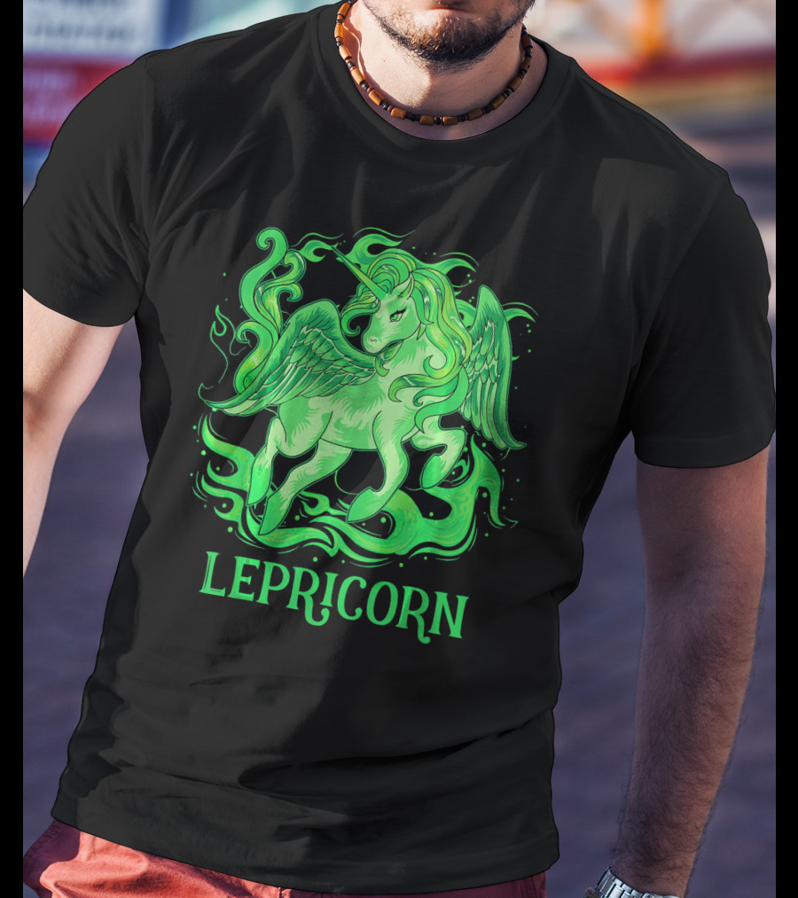Lepricorn Green Unicorn With Wings T-Shirt
