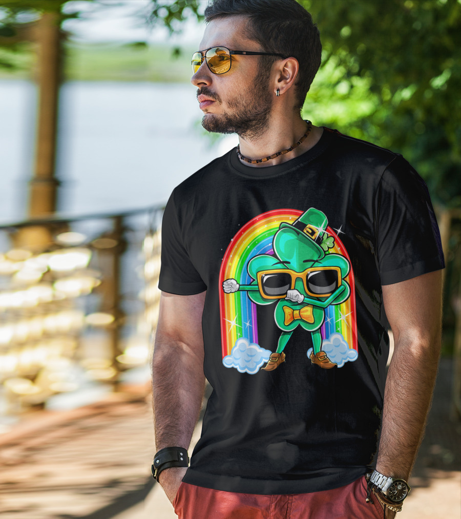 Flossing Shamrock St. Patricks Day Rainbow T-Shirt