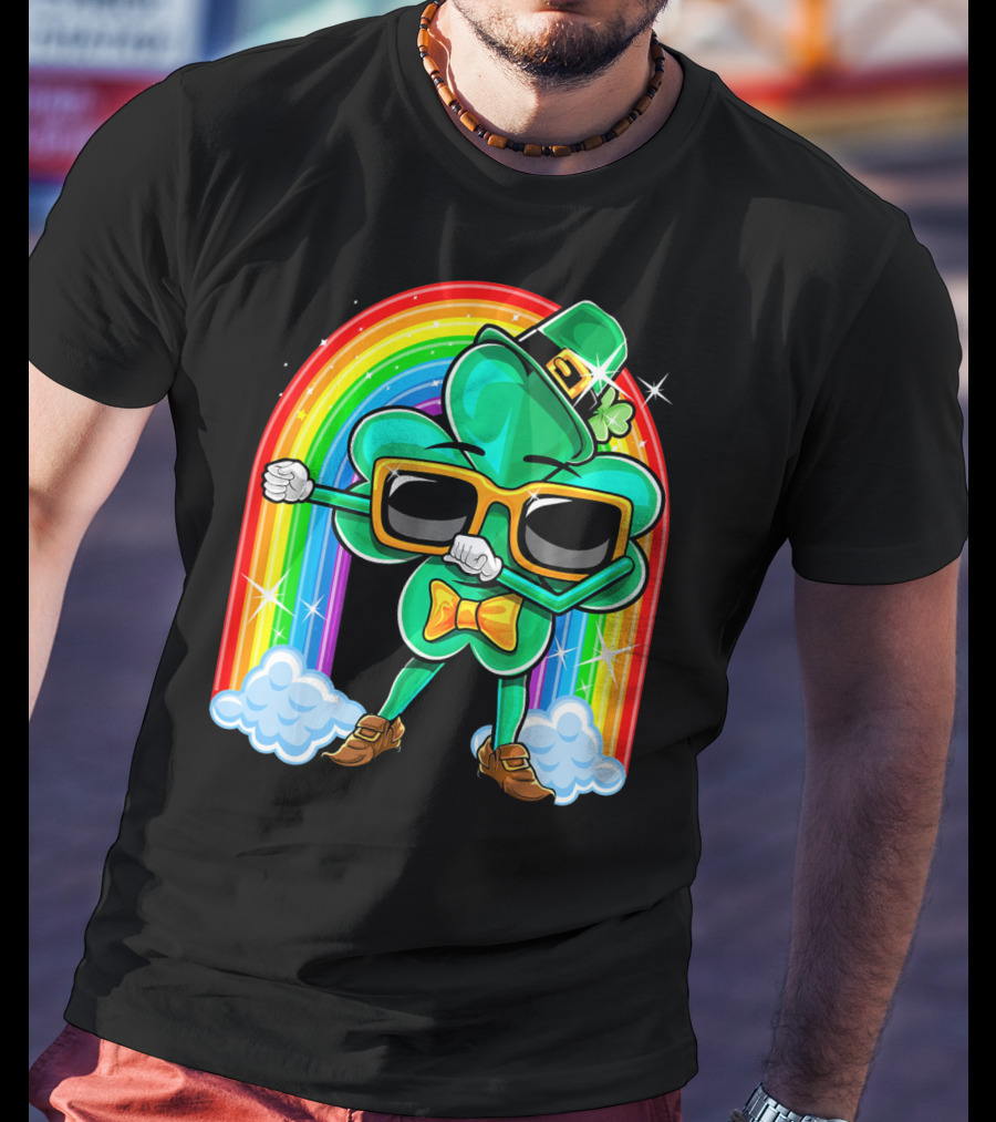 Flossing Shamrock St. Patricks Day Rainbow T-Shirt