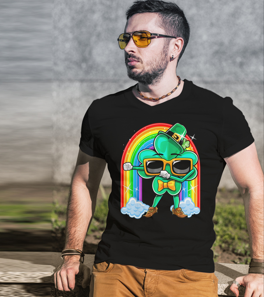 Flossing Shamrock St. Patricks Day Rainbow T-Shirt