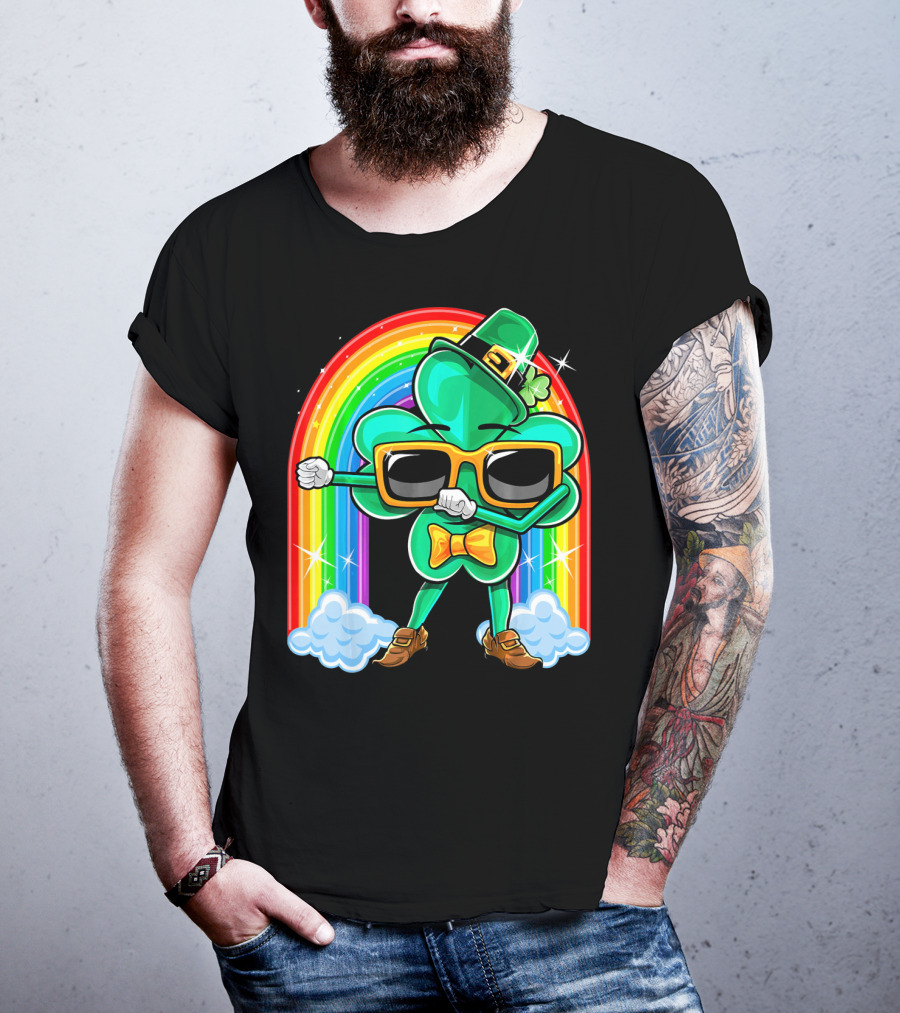 Flossing Shamrock St. Patricks Day Rainbow T-Shirt