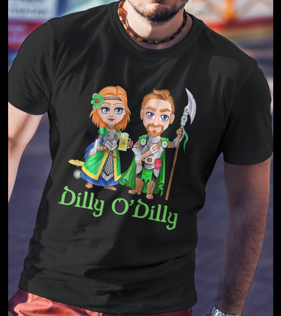 St. Patricks Day Dilly O'Dilly With Fantasy Characters And Shamrock Ale T-Shirt