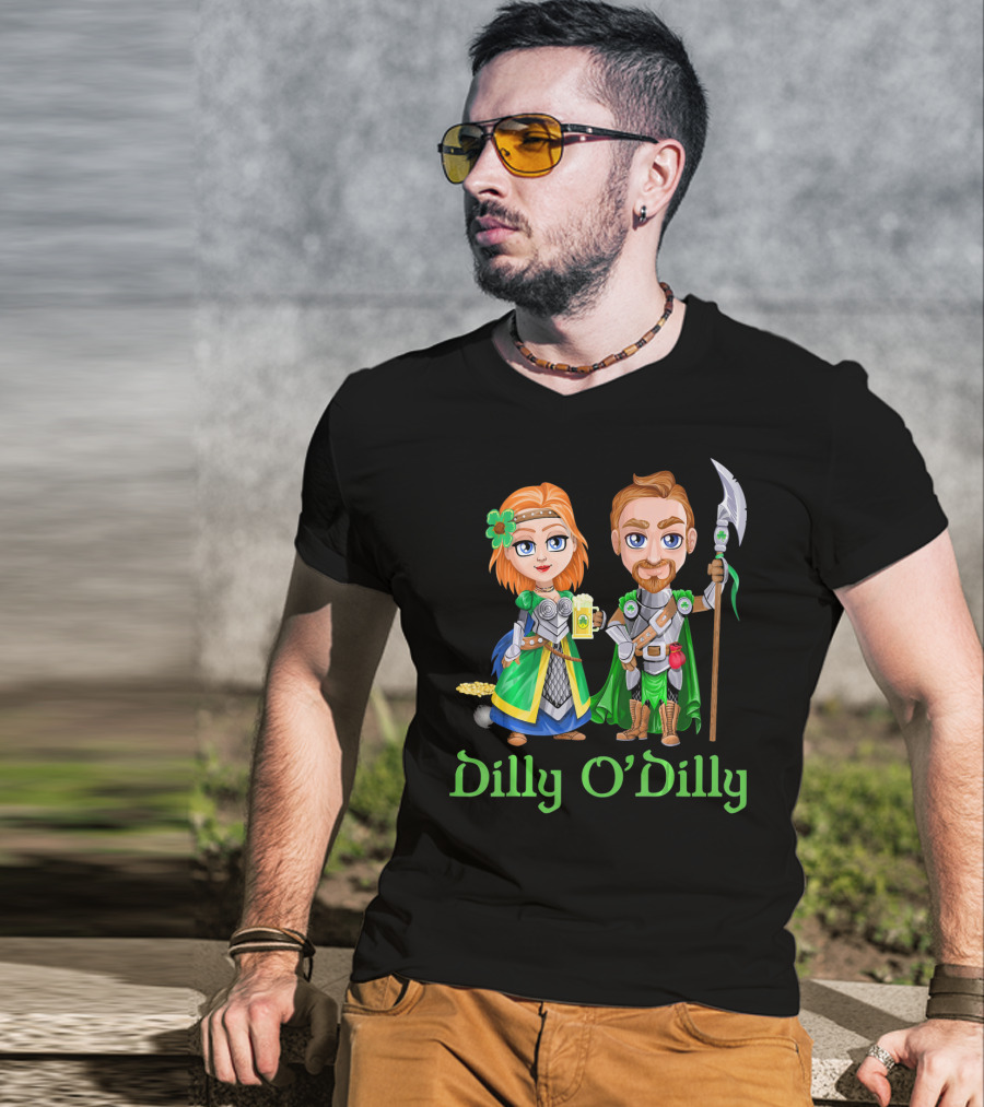 St. Patricks Day Dilly O'Dilly With Fantasy Characters And Shamrock Ale T-Shirt