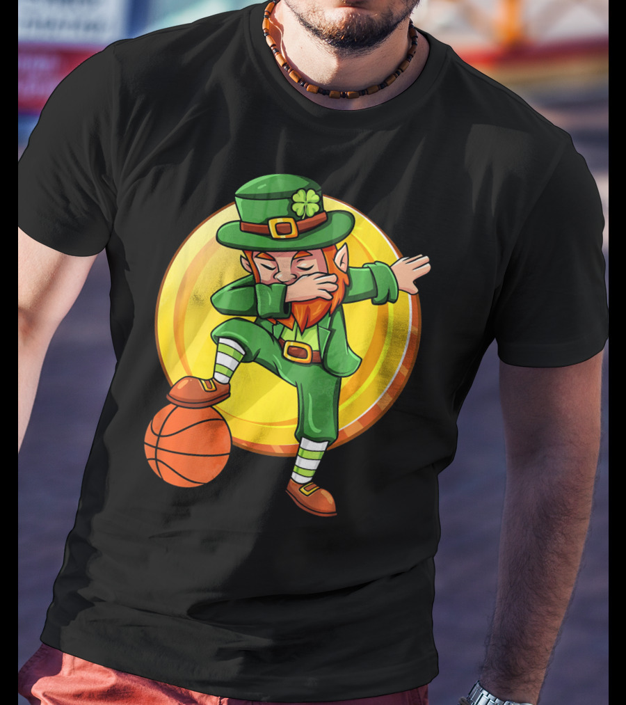 Dabbing Leprechaun Basketball St Patrick Coin T-Shirt