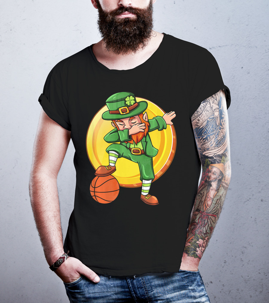 Dabbing Leprechaun Basketball St Patrick Coin T-Shirt