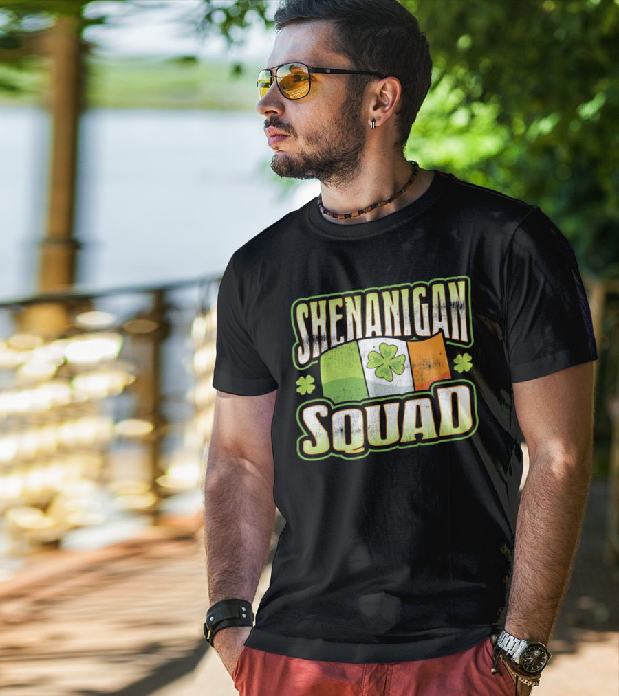 Shenanigan Squad Irish Flag Clover Retro T-Shirt