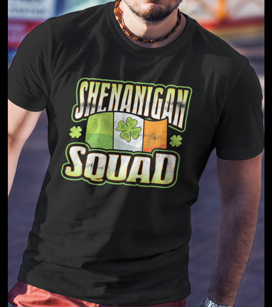 Shenanigan Squad Irish Flag Clover Retro T-Shirt