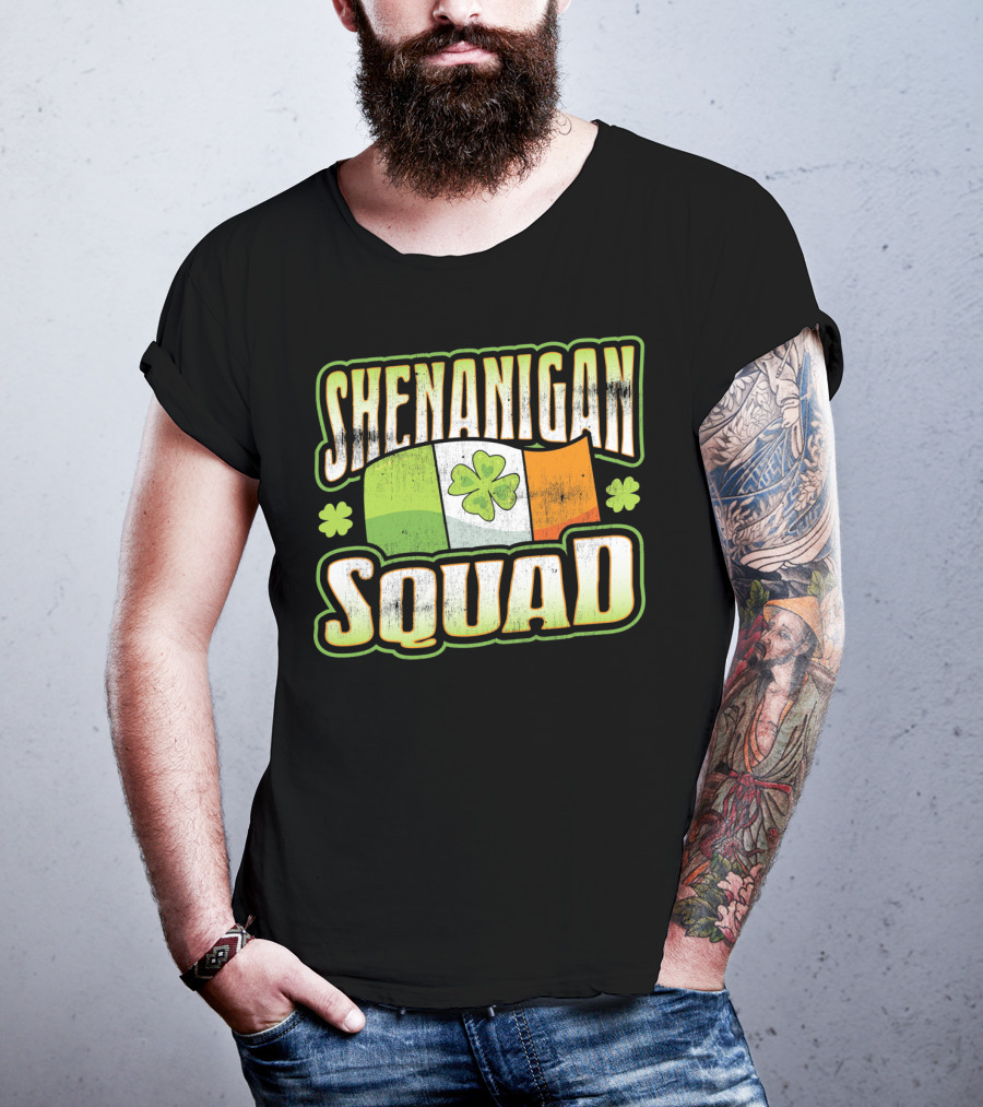 Shenanigan Squad Irish Flag Clover Retro T-Shirt
