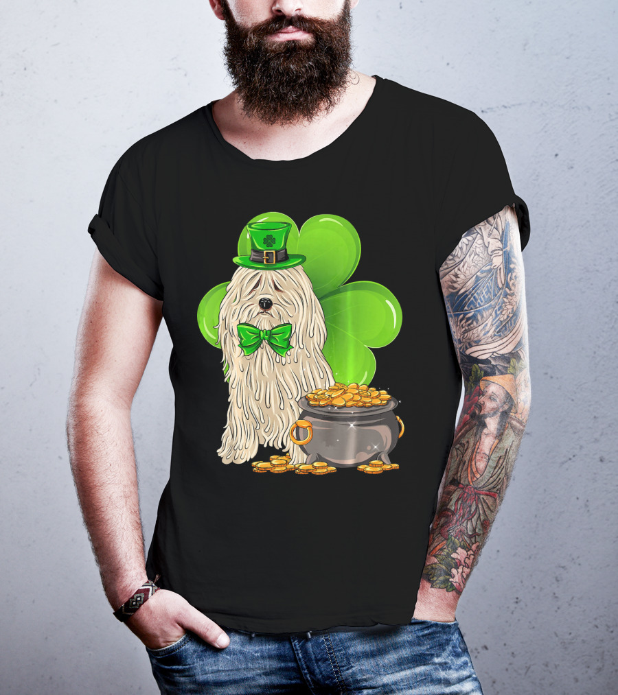Puli Dog St Patricks Day Leprechaun With Pot Of Gold And Shamrock T-Shirt