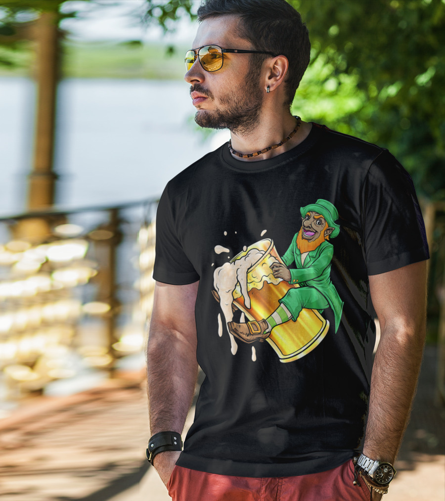 Black Leprechaun Beer African Amer T-Shirt
