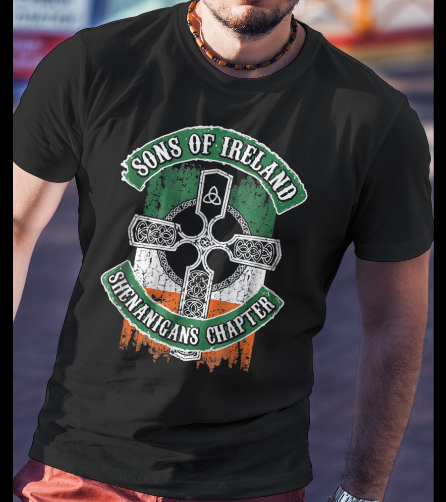 Sons Of Ireland Celtic Cross Flag Shenanigans Chapter T-Shirt