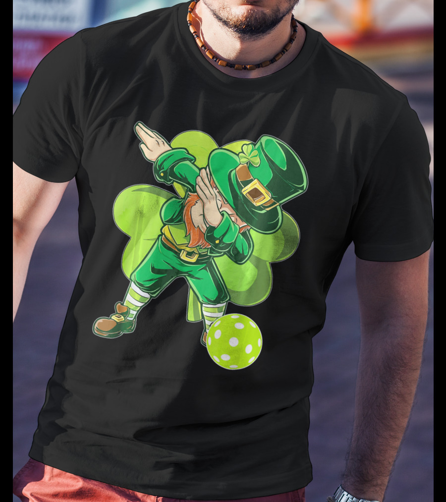 Funny Dabbing Leprechaun Pickleball Sport T-Shirt