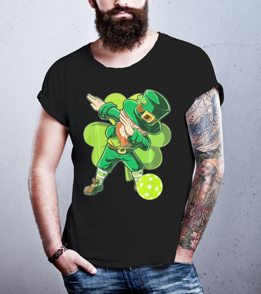 Funny Dabbing Leprechaun Pickleball Sport T-Shirt