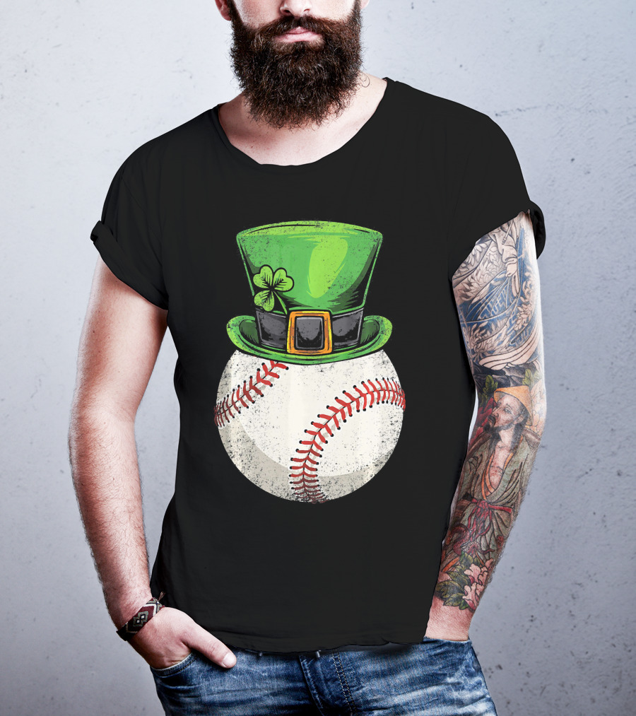 St Patricks Baseball Leprechaun Shamrock Hat T-Shirt